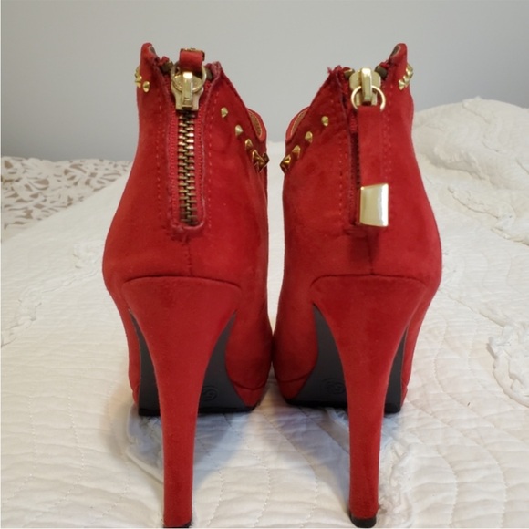MOSSIMO RED ANKLE BOOTS 4.5 inches heels STUDDED BACK ZIPPER SIZE 8.5 - Picture 4 of 8